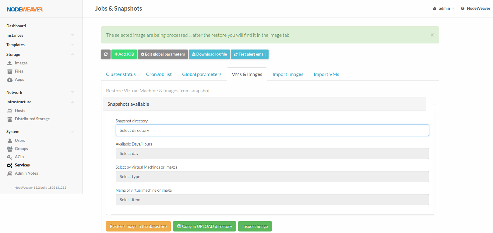 NodeWeaver backup recovery and image explore