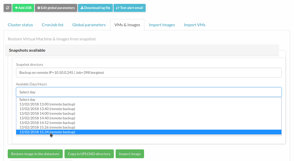NodeWeaver backup recovery and image explore