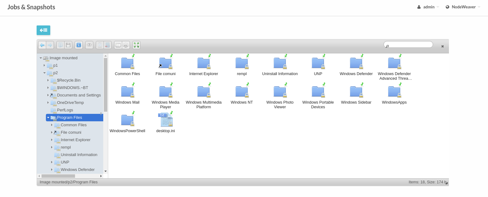 NodeWeaver backup recovery and image explore