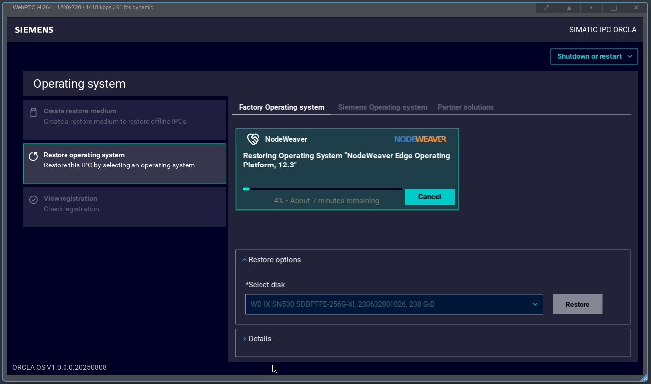 screenshot of ORCLA loading NodeWeaver firmware
