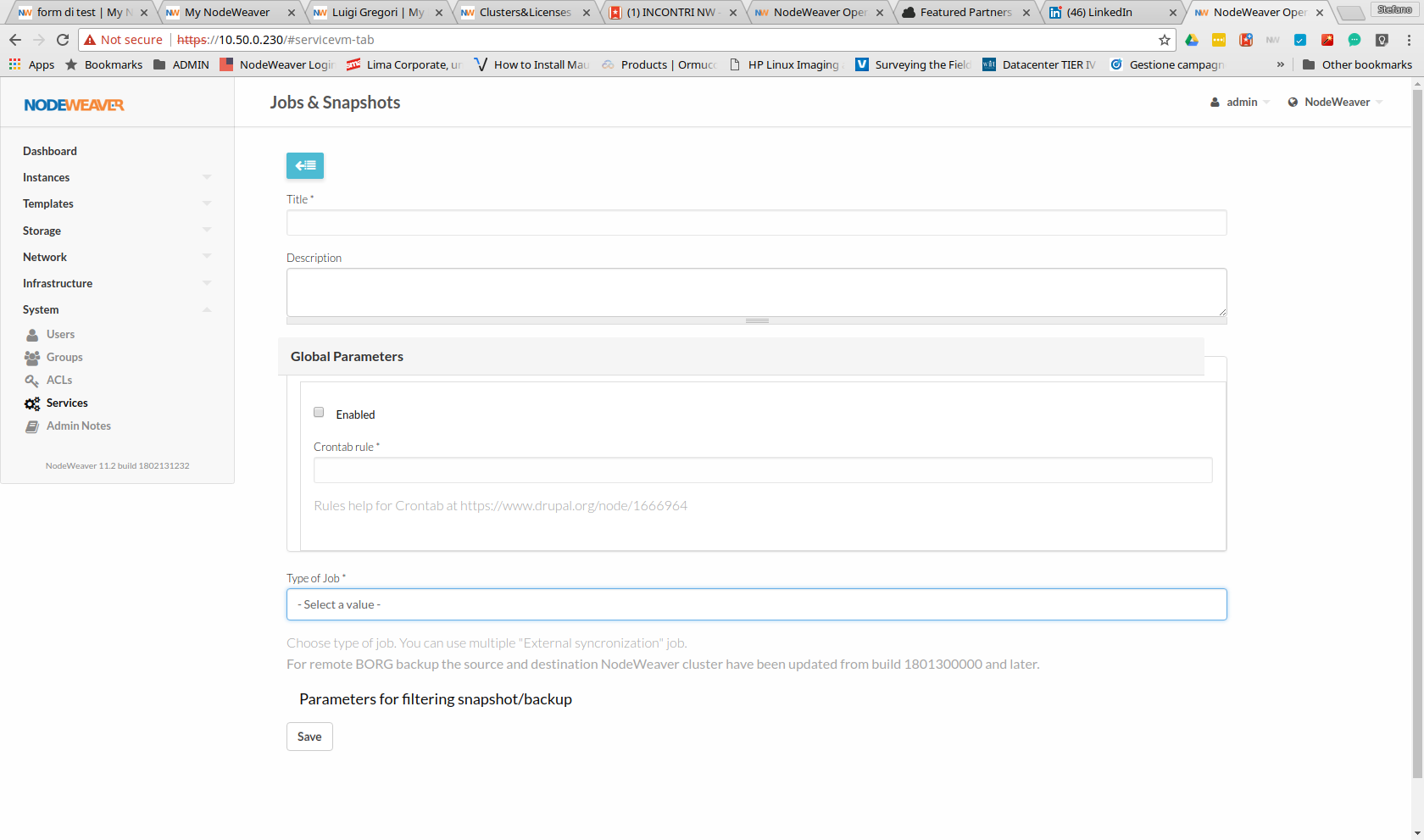 The new NodeWeaver snapshot and backup scheduler