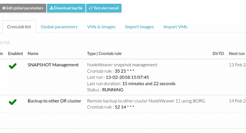 The new NodeWeaver snapshot and backup scheduler